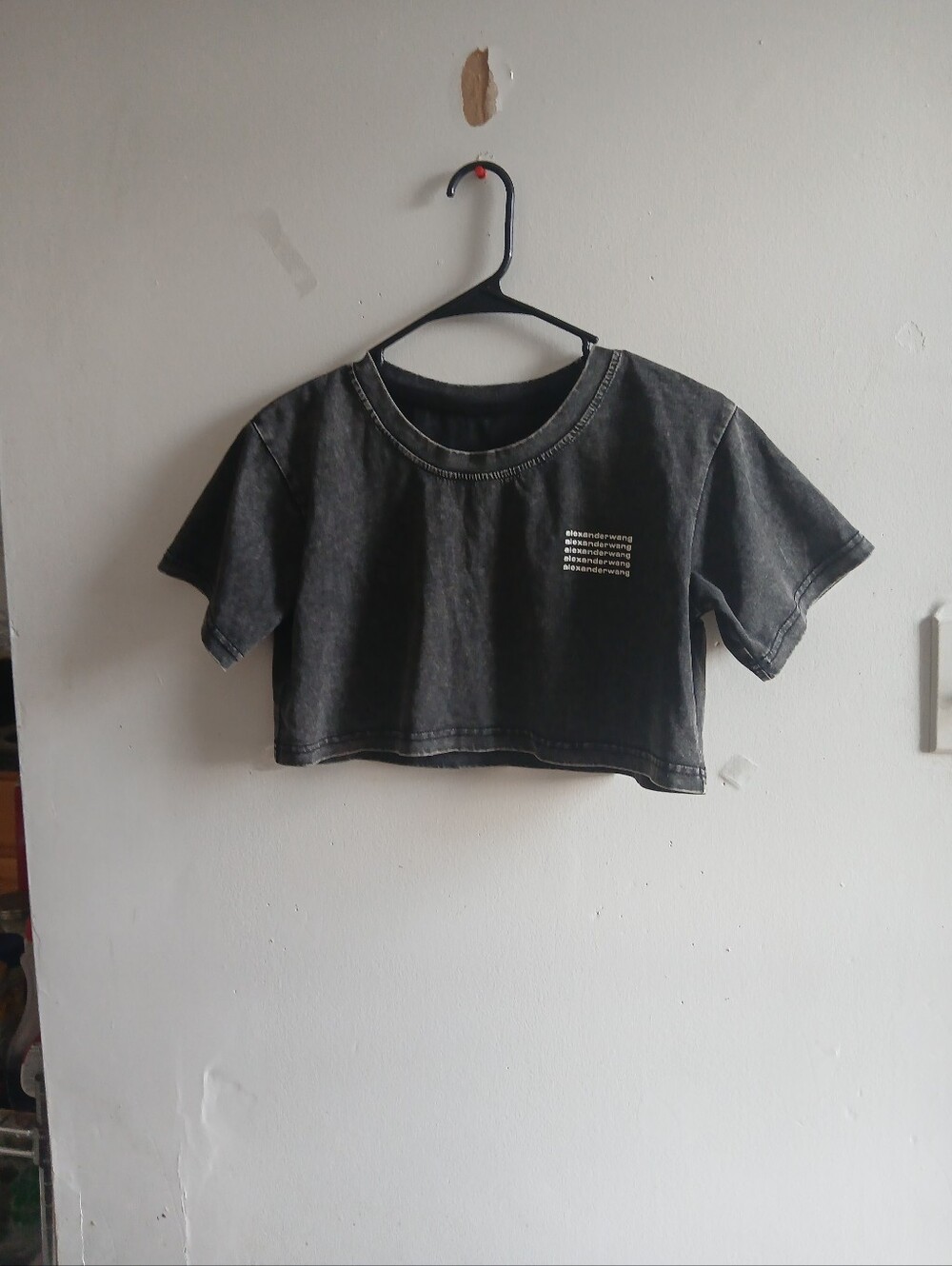 Alexander Wang Faded Black Cropped Tee